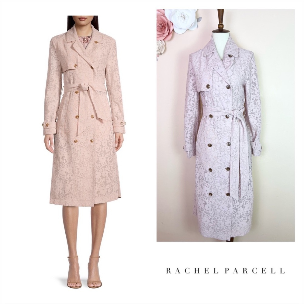 New! RACHEL PARCELL Lace Trench Coat - Picture 4 of 11